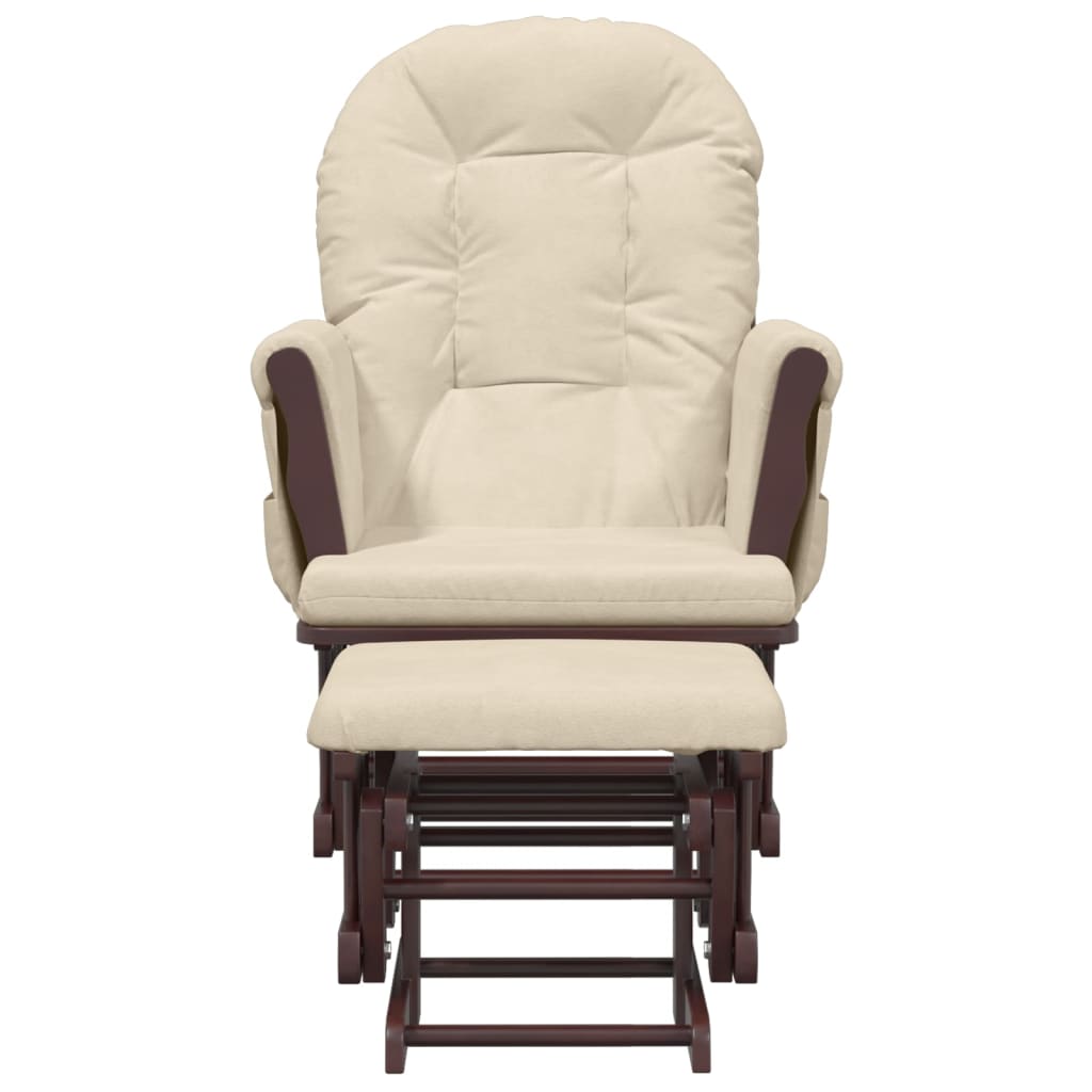 Poltrona Glider con Sgabello Bianco Crema in Tessuto 351665