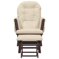 Poltrona Glider con Sgabello Bianco Crema in Tessuto 351665