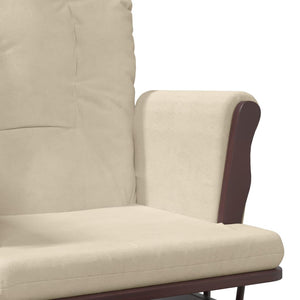 Poltrona Glider con Sgabello Bianco Crema in Tessuto 351665