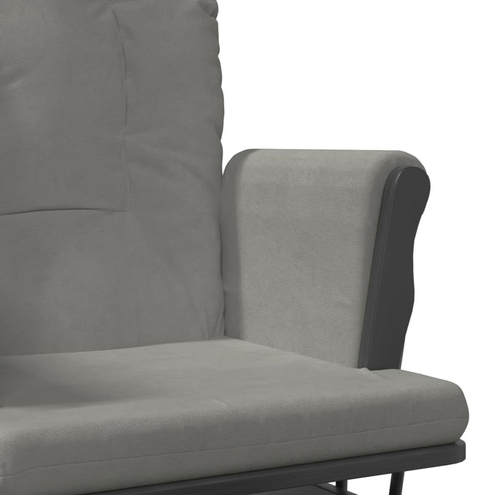 Poltrona Glider con Sgabello Grigio Chiaro in Tessuto 351666