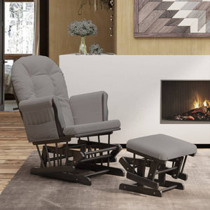 Poltrona Glider con Sgabello Grigio Chiaro in Tessuto 351666