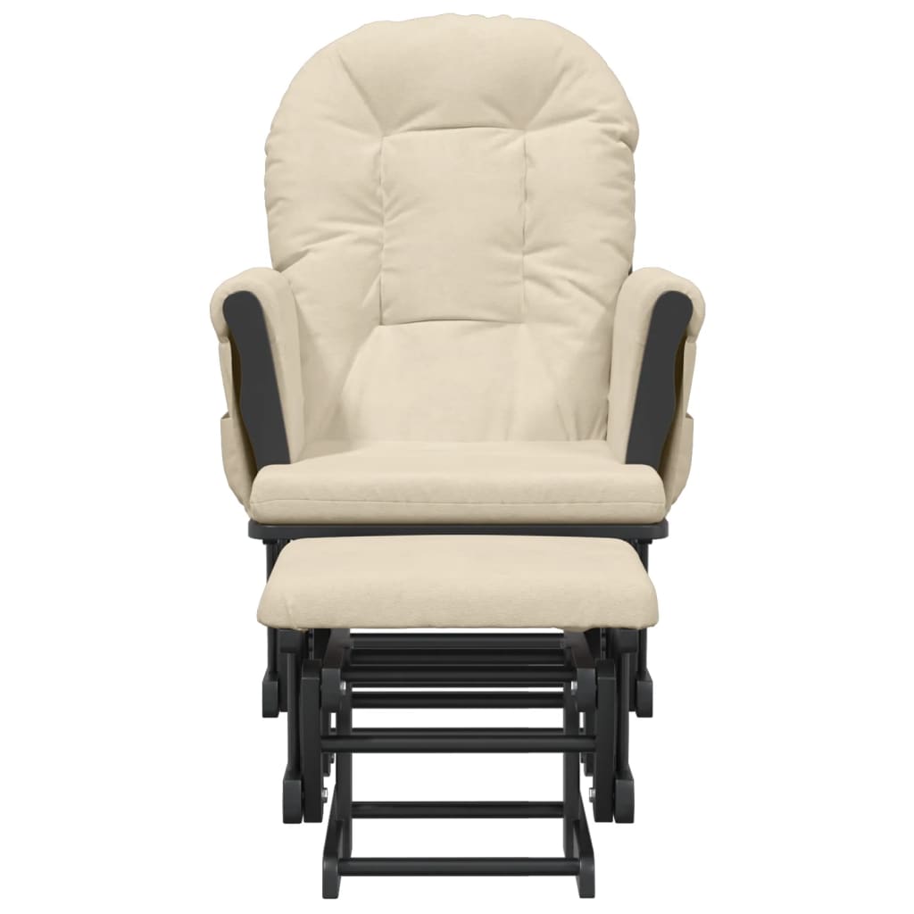 Poltrona Glider con Sgabello Bianco Crema in Tessuto 351668