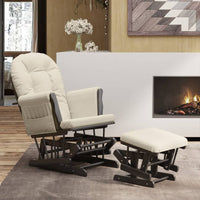 Poltrona Glider con Sgabello Bianco Crema in Tessuto 351668