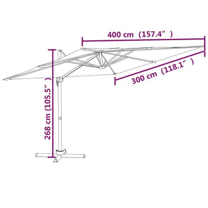 Ombrellone a Sbalzo con Palo Alluminio Antracite 400x300 cm