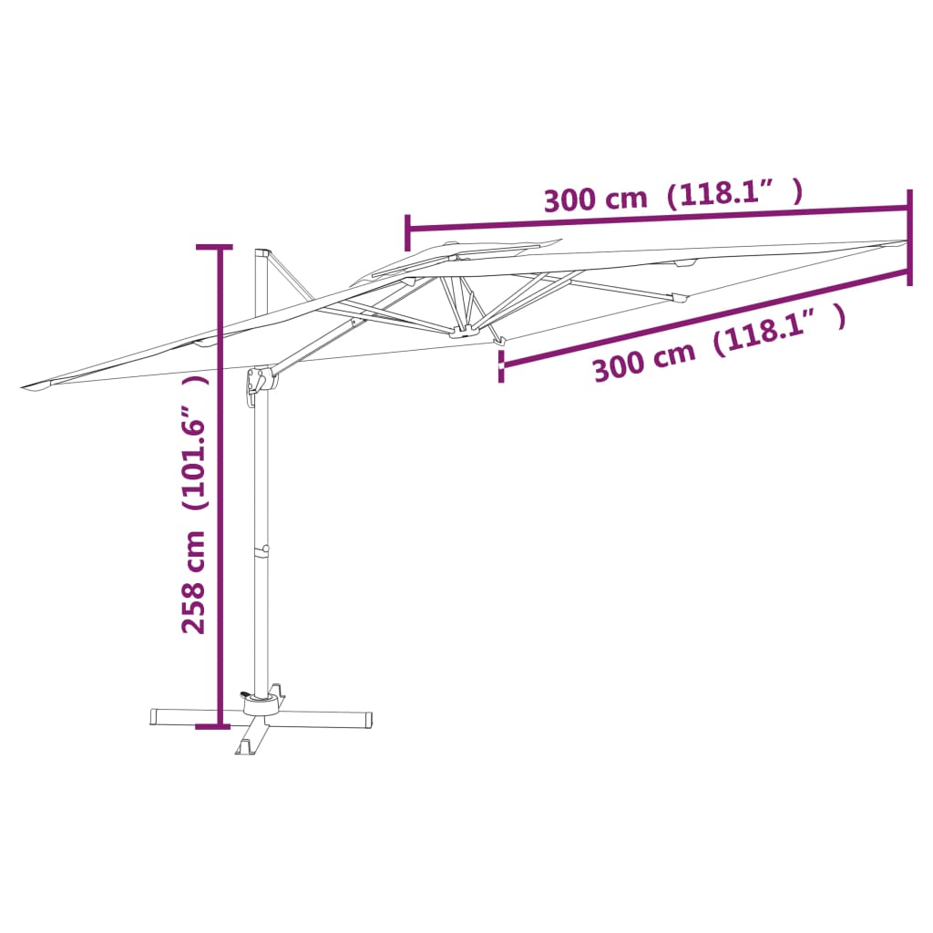 Ombrellone a Sbalzo Doppio Piano Bianco Sabbia 300x300 cm