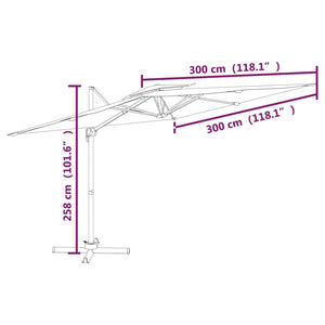 Ombrellone a Sbalzo Doppio Piano Bianco Sabbia 300x300 cm