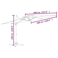 Ombrellone a Sbalzo Doppio Piano Bianco Sabbia 400x300 cm