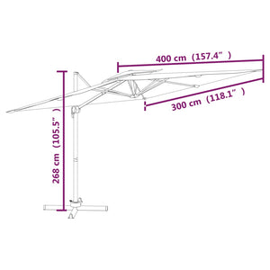 Ombrellone a Sbalzo Doppio Piano Nero 400x300 cm