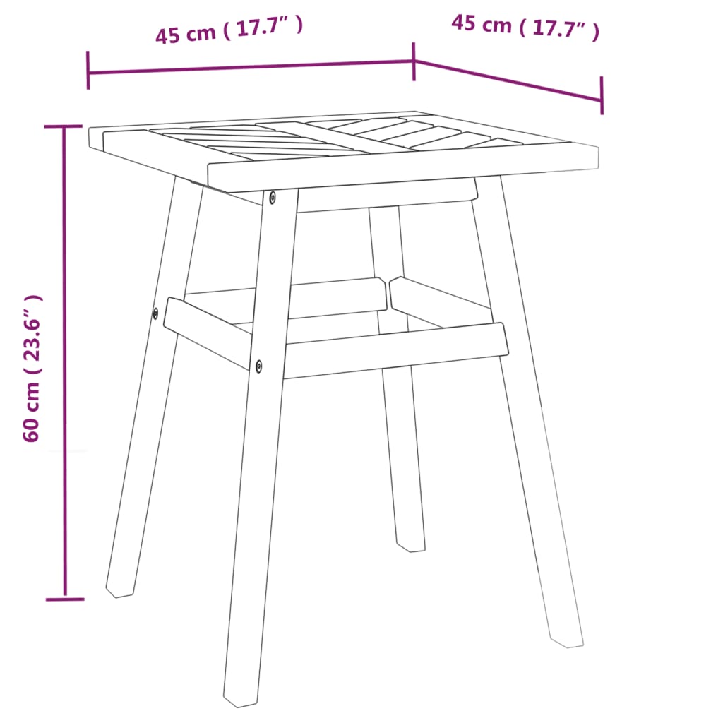 Tavolino 45x45x60 cm in Legno Massello di Acacia 362229