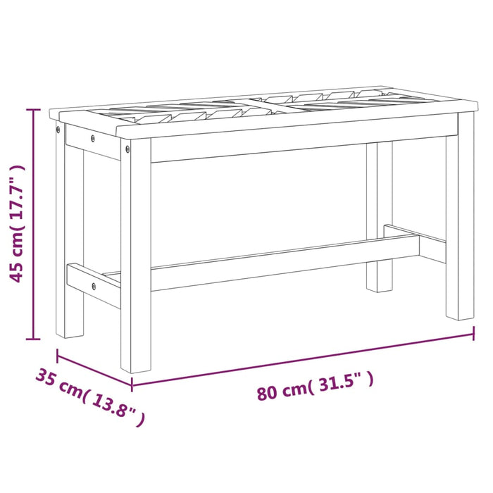 Panca da Giardino 80 cm in Legno Massello di Acacia 362236