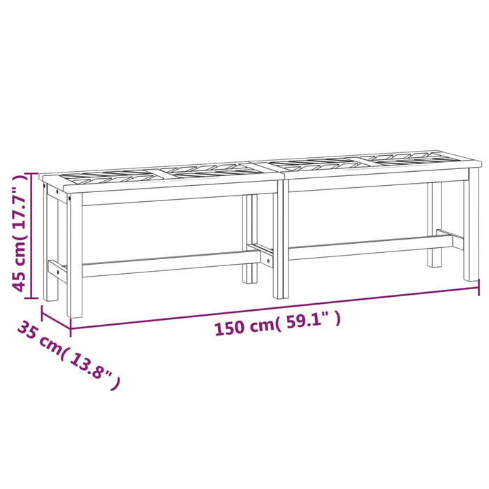 Panca da Giardino 150 cm in Legno Massello di Acacia 362238