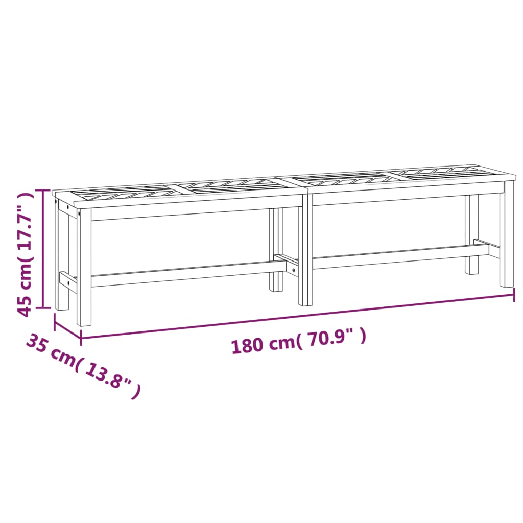 Panca da Giardino 180 cm in Legno Massello di Acacia 362239