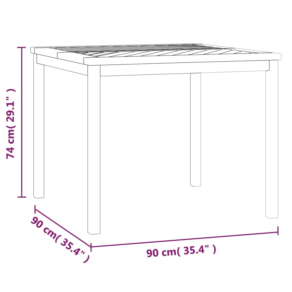 Tavolo da Pranzo da Giardino 90x90x74 cm Legno Massello Acacia 362240