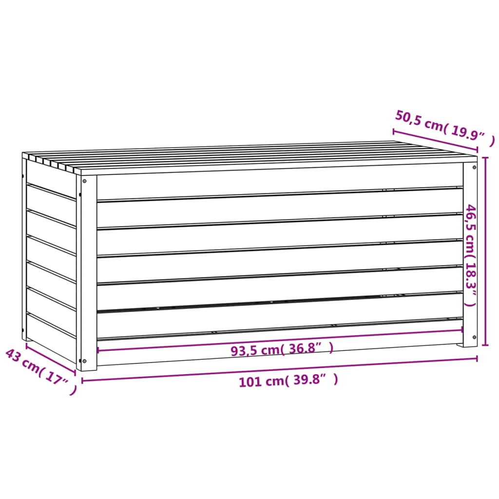 Contenitore Giardino Grigio 101x50,5x46,5cm Legno Massello Pino 823950