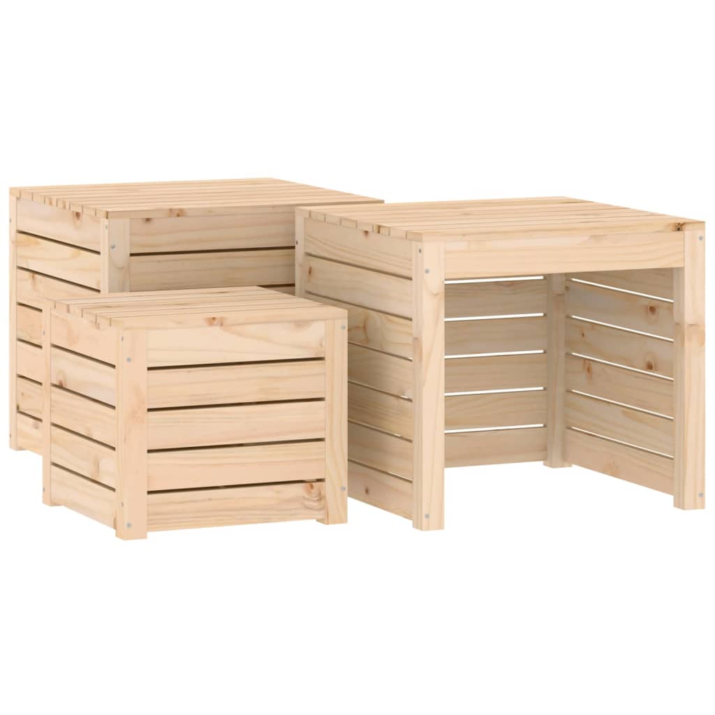 Set Cassette da Giardino 3 pz in Legno Massello di Pino 823955