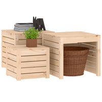 Set Cassette da Giardino 3 pz in Legno Massello di Pino 823955