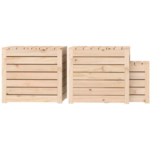 Set Cassette da Giardino 3 pz in Legno Massello di Pino 823955