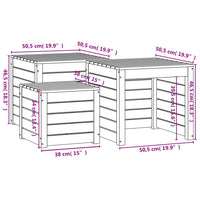 Set Cassette da Giardino 3 pz in Legno Massello di Pino 823955