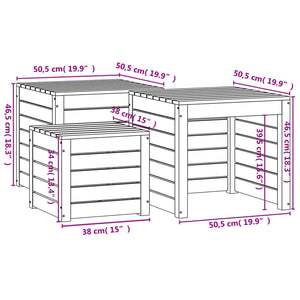 Set Cassette da Giardino 3 pz in Legno Massello di Pino 823955