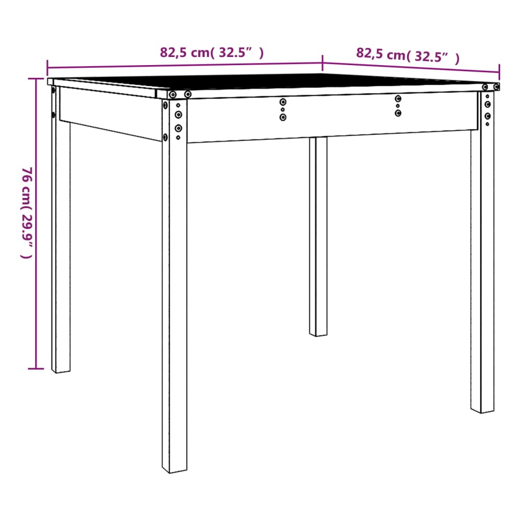 Tavolo da Giardino Grigio 82,5x82,5x76 cm Legno Massello Pino 823964