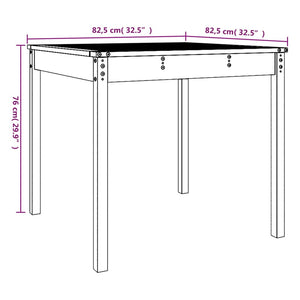 Tavolo da Giardino Grigio 82,5x82,5x76 cm Legno Massello Pino 823964