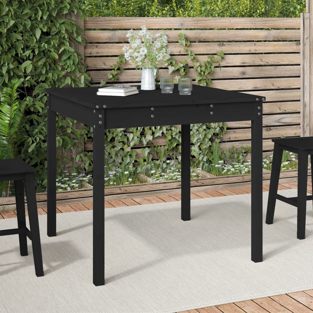 Tavolo da Giardino Nero 82,5x82,5x76 cm Legno Massello di Pinocod mxl 129860