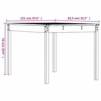 Tavolo da Giardino Miele 121x82,5x76 cm Legno Massello di Pino 823972