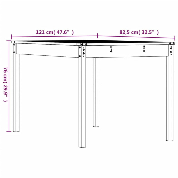 Tavolo da Giardino Miele 121x82,5x76 cm Legno Massello di Pino 823972