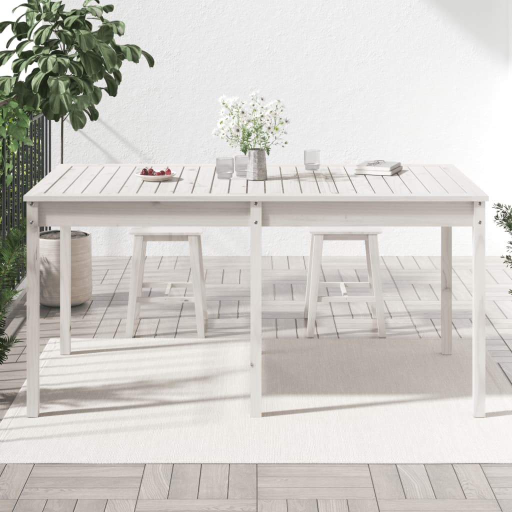 Tavolo da Giardino Bianco 159,5x82,5x76cm Legno Massello Pino 823977