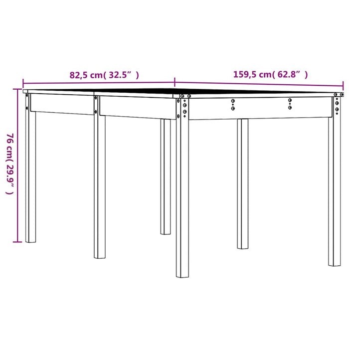 Tavolo da Giardino Bianco 159,5x82,5x76cm Legno Massello Pino 823977