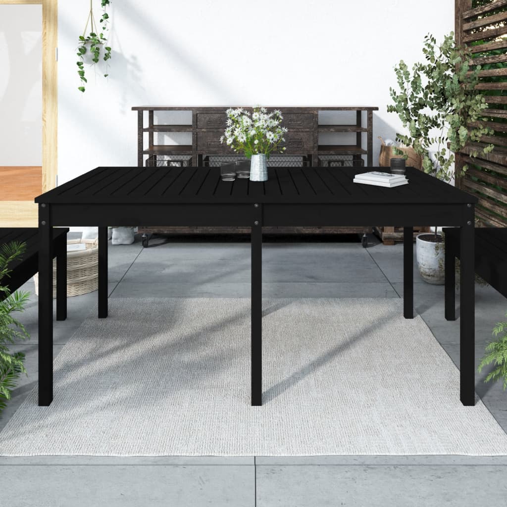 Tavolo da Giardino Nero 159,5x82,5x76 cm Legno Massello di Pino 823980