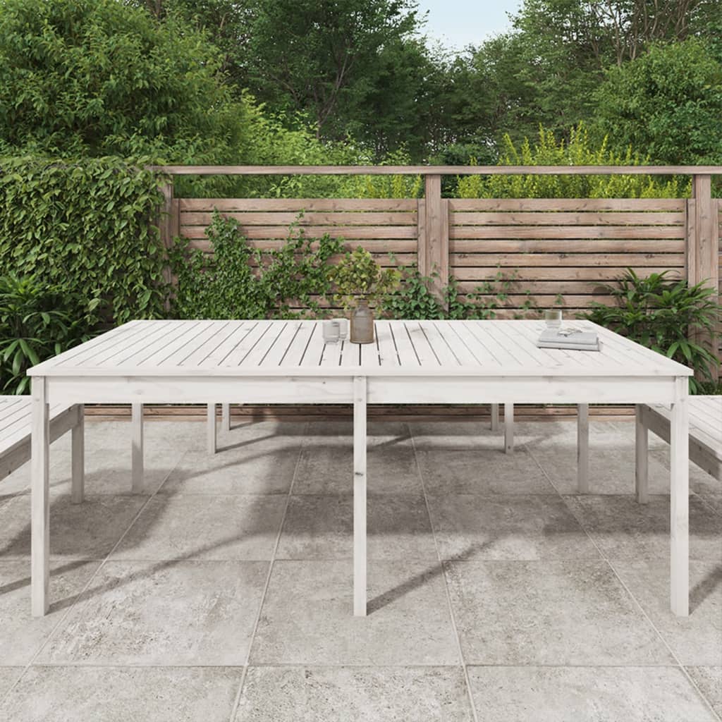 Tavolo da Giardino Bianco 203,5x100x76cm Legno Massello di Pino 823984