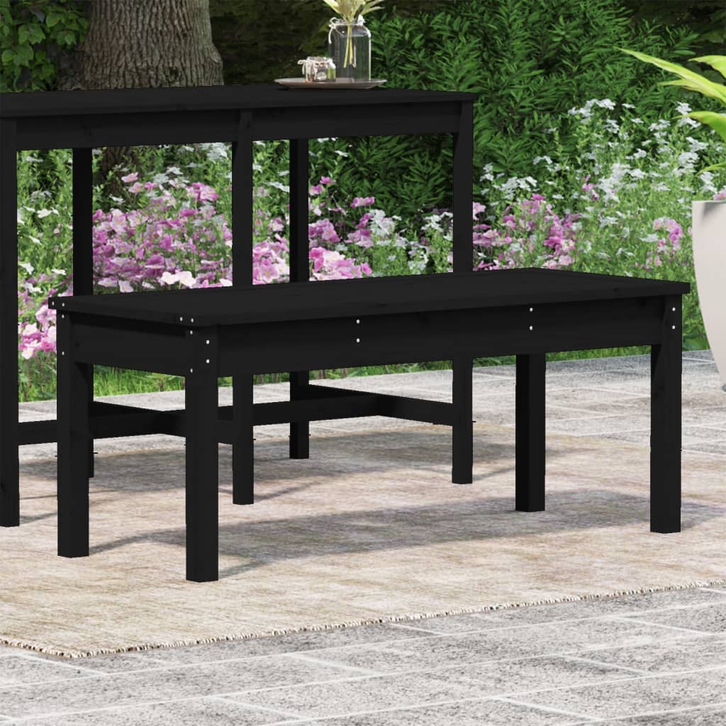 Panca da Giardino Nera 109x44x45 cm Legno Massello di Pino 824008