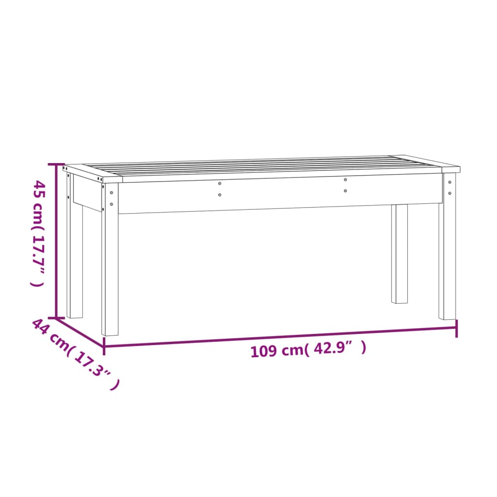 Panca da Giardino Nera 109x44x45 cm Legno Massello di Pino 824008