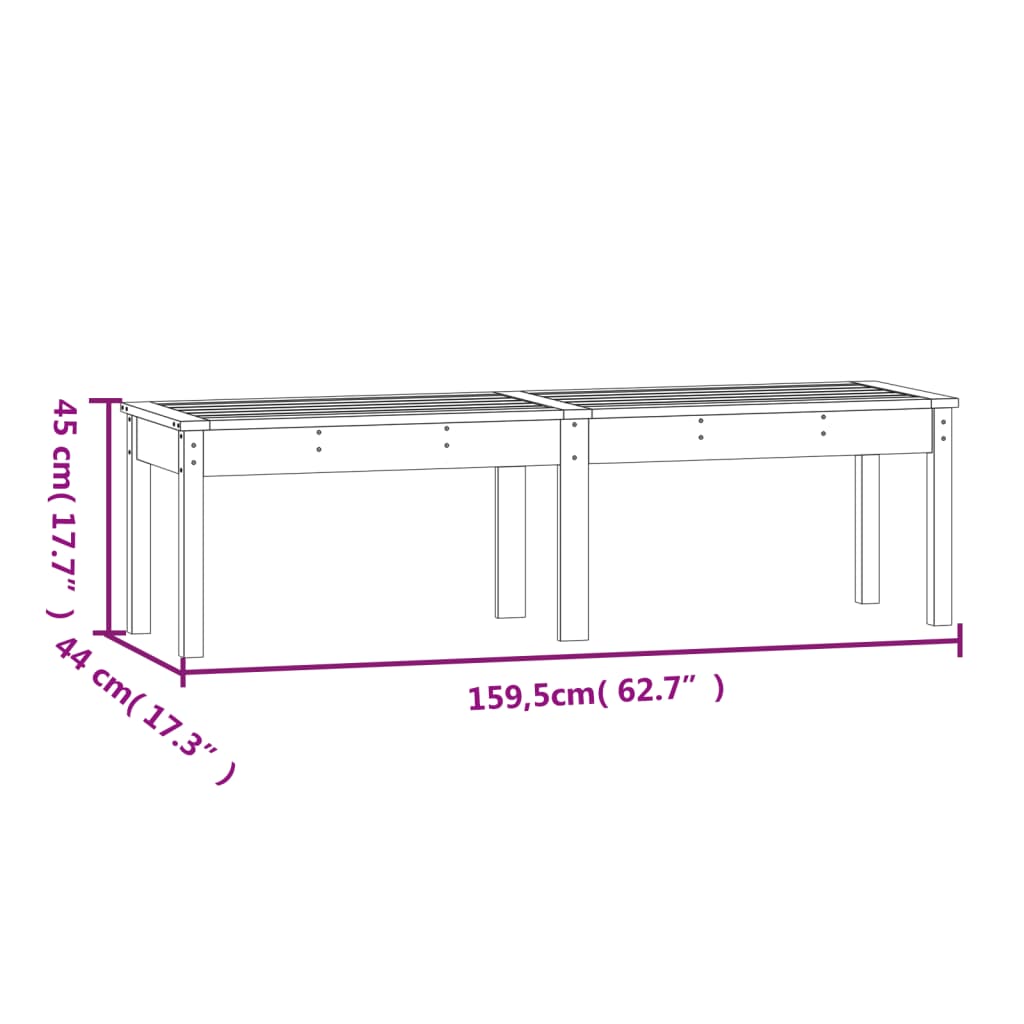 Panca da Giardino 2 Posti 159,5x44x45 cm Legno Massello di Pino 824011