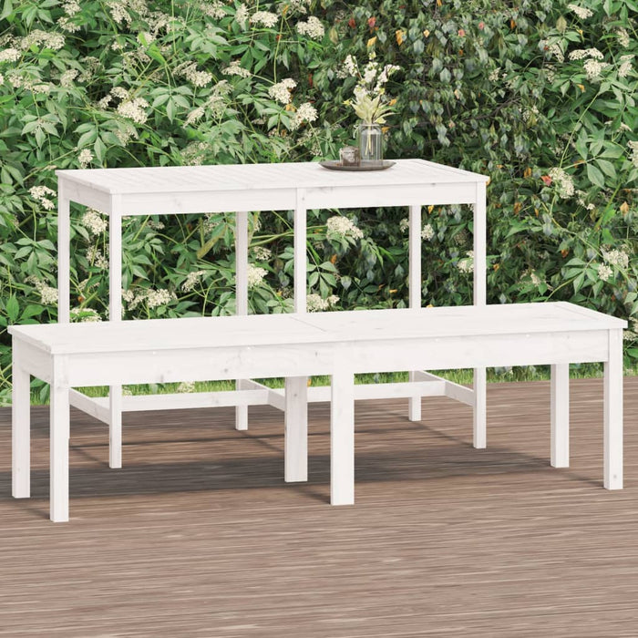 Panca Giardino 2 Posti Bianca 159,5x44x45cm Legno Massello Pino 824012