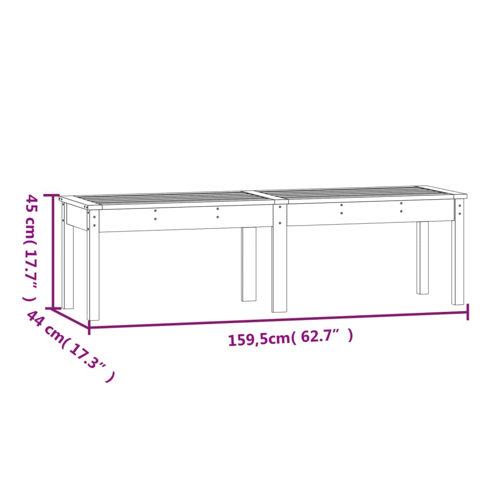 Panca Giardino 2 Posti Grigia 159,5x44x45cm Legno Massello Pino 824013