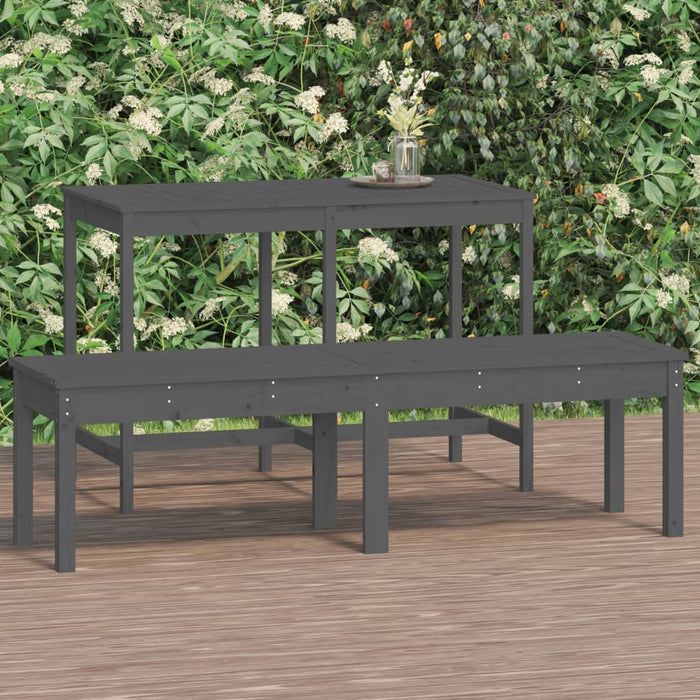 Panca Giardino 2 Posti Grigia 159,5x44x45cm Legno Massello Pino 824013