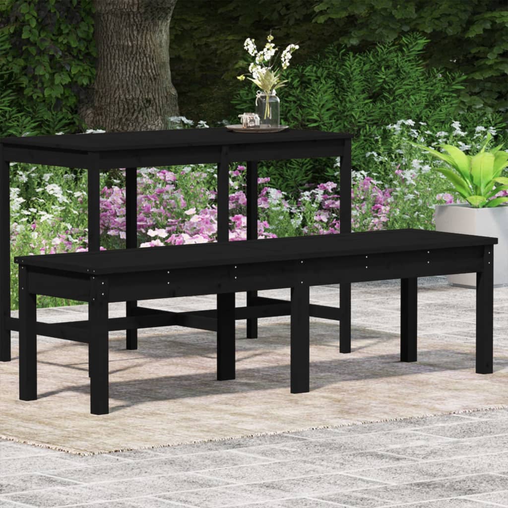 Panca Giardino 2 Posti Nera 159,5x44x45cm Legno Massello Pinocod mxl 105905