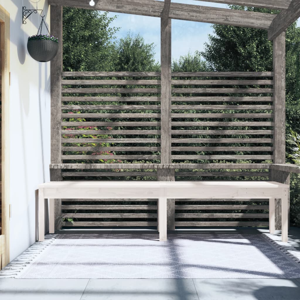 Panca Giardino 2 Posti Bianca 203,5x44x45cm Legno Massello Pino 824019