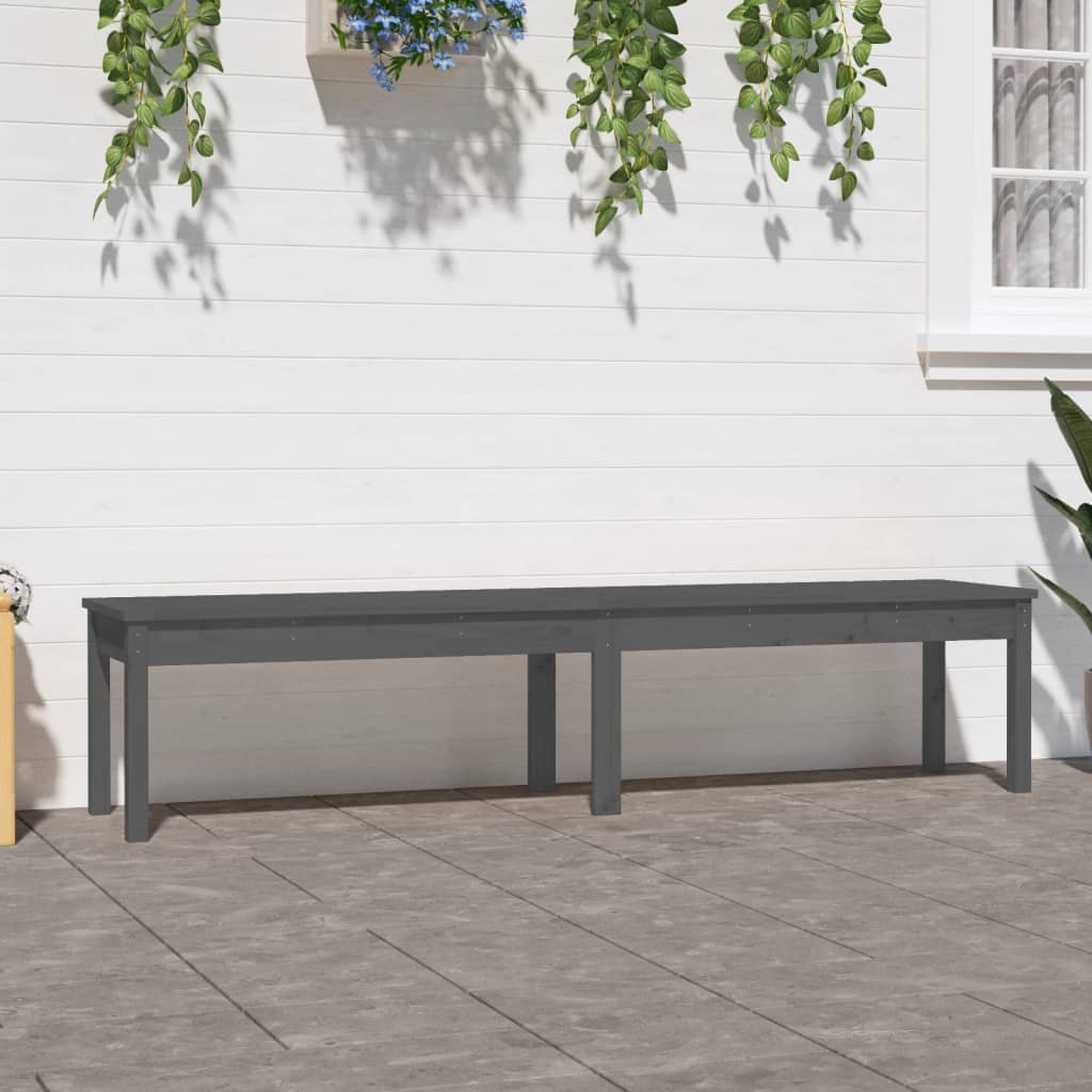 Panca Giardino 2 Posti Grigia 203,5x44x45cm Legno Massello Pinocod mxl 105896