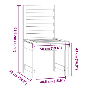 Sedie da Giardino 2pz Nere 40,5x48x91,5cm Legno Massello Pino 824029