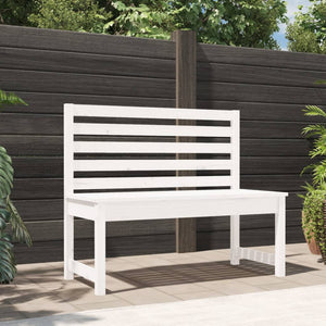 Panca da Giardino Bianca 109 cm in Legno Massello di Pinocod mxl 129883