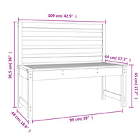 Panca da Giardino Grigia 109 cm in Legno Massello di Pino 824034