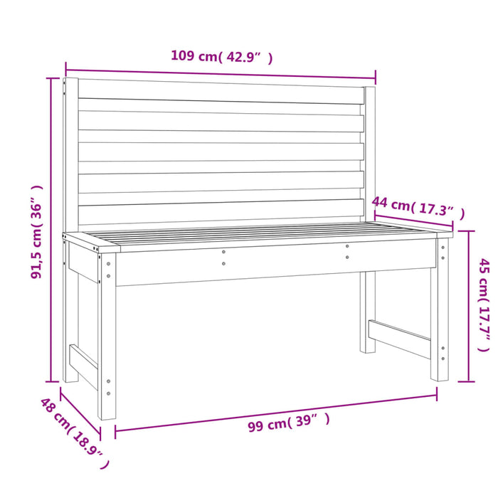 Panca da Giardino Grigia 109 cm in Legno Massello di Pino 824034