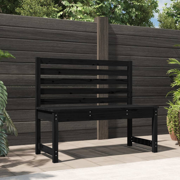 Panca da Giardino Nera 109 cm in Legno Massello di Pino 824036