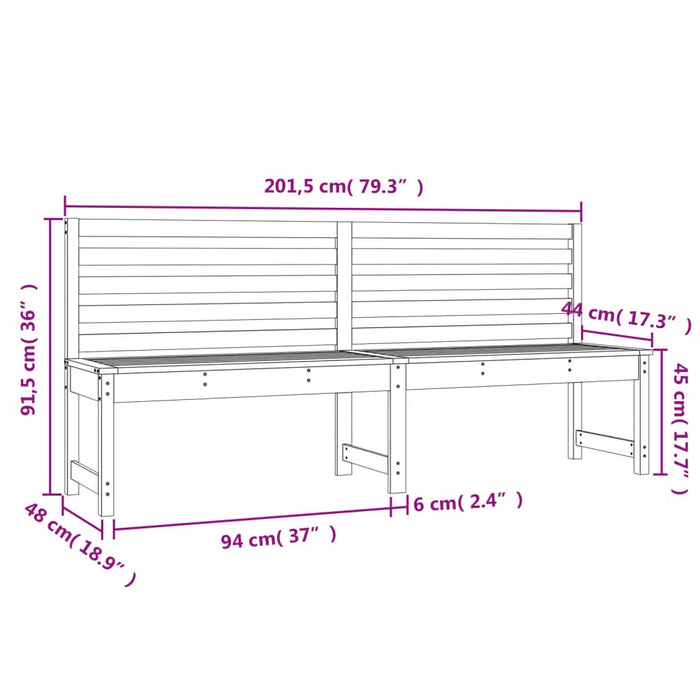 Panca da Giardino 201,5 cm in Legno Massello di Pino 824046