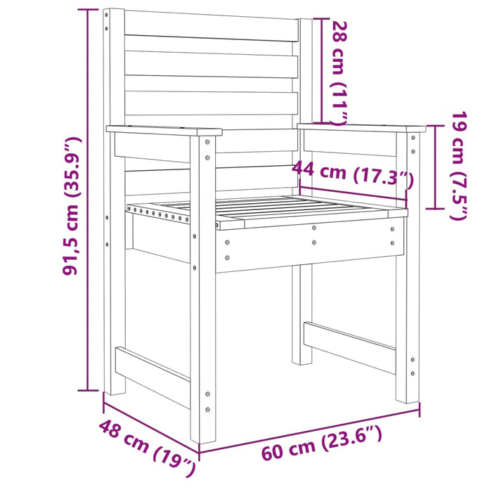 Sedie da Giardino 2pz Grigie 60x48x91 in Legno Massello Pino 824055