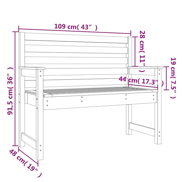 Panca da Giardino 109x48x91,5 cm in Legno Massello di Pino 824060