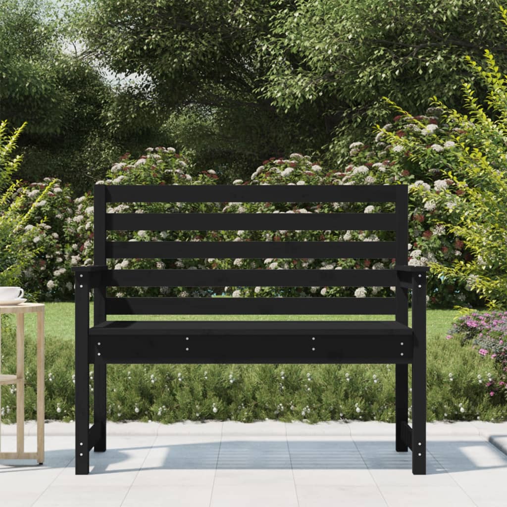 Panca da Giardino Nera 109x48x91,5 cm Legno Massello di Pino 824064